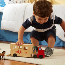 Load image into Gallery viewer, Horse Carrier Wooden Vehicle Play Set
