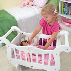 Mine To Love Wooden Doll Crib With Bedding