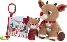 Load image into Gallery viewer, Rudolph The Red-Nosed Reindeer Set with Stuffed Animal, Plush Rattle, &amp; Crinkle Teether Activity Soft Book
