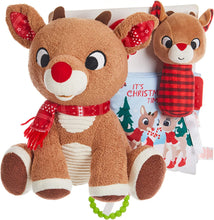 Load image into Gallery viewer, Rudolph The Red-Nosed Reindeer Set with Stuffed Animal, Plush Rattle, &amp; Crinkle Teether Activity Soft Book
