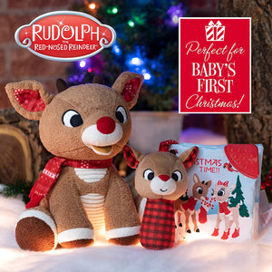 Rudolph The Red-Nosed Reindeer Set with Stuffed Animal, Plush Rattle, & Crinkle Teether Activity Soft Book