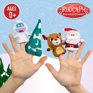 Christmas Rudolph The Red-Nosed Reindeer Finger Puppet Playset with Sleigh