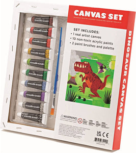 Dinosaur with Paint & Brush Canvas Set